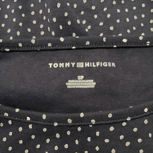 Tommy Hilfiger Polka-dot Top Women's Small Navy White Short Sleeve Boat Neck - Picture 6 of 9